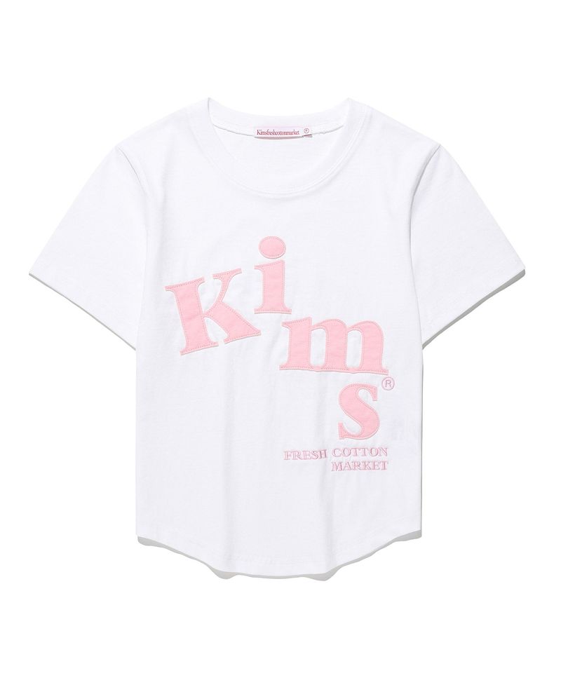 Kims Fresh Cotton Market(キムス フレッシュ コットン マーケット)の「メッシー アルファ アップ ティー ホワイト(pink)(トップス)」