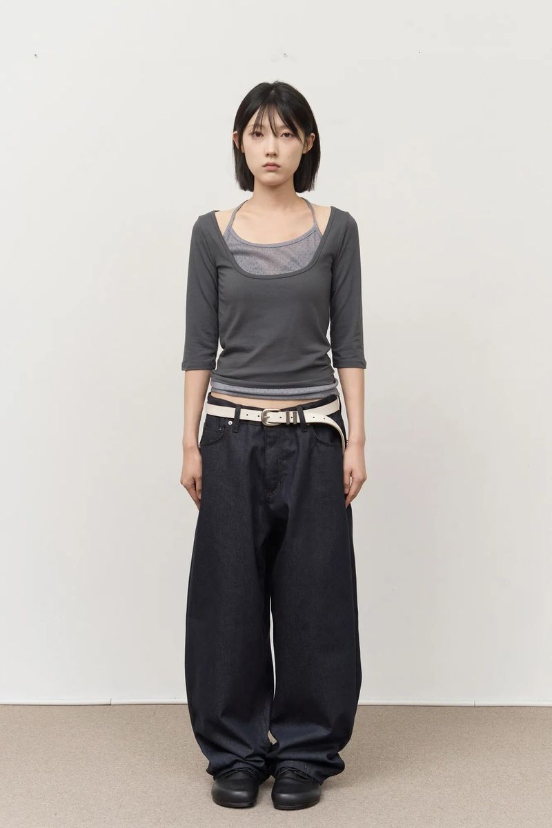 Peo Back Leather Denim
