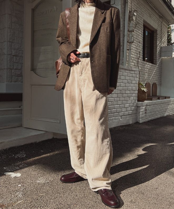 Eric One Tuck Corduroy Wide Pants