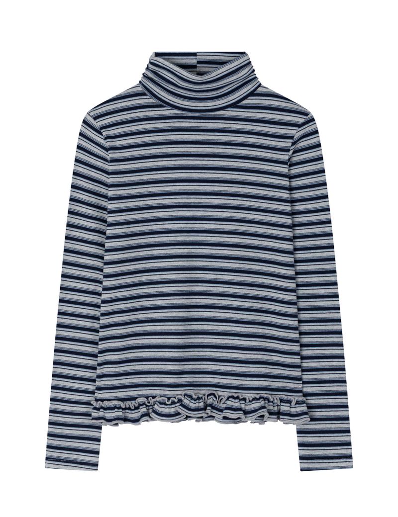 STRIPE TURTLENECK TEE(NAVY)