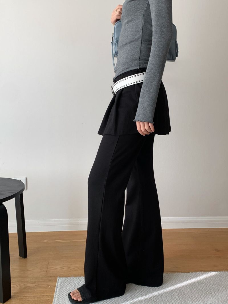 Pleated Skirt Stretch Long Pants