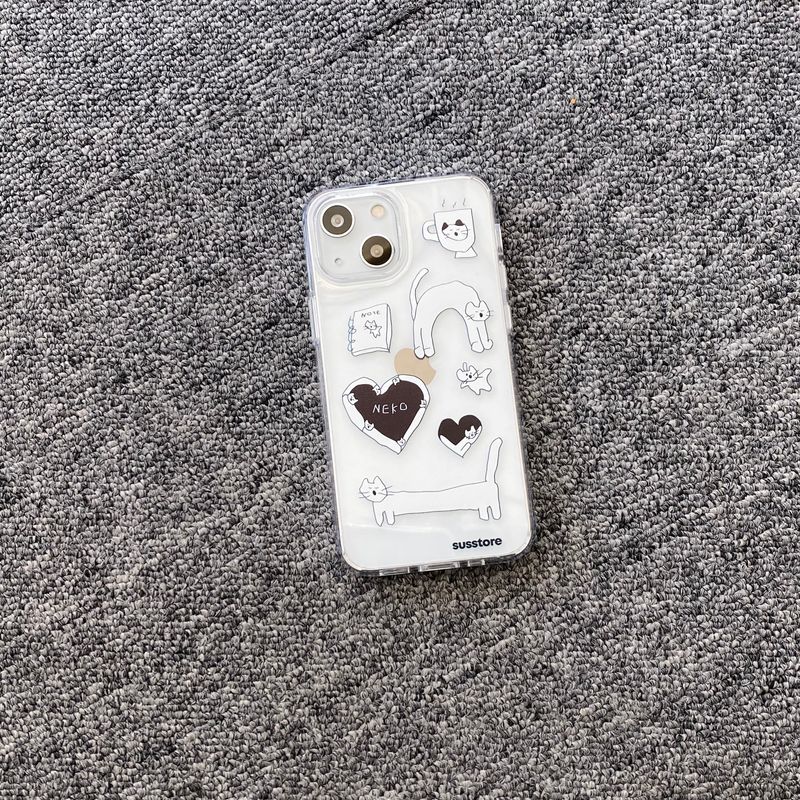 Black Rubbish Cats phone case