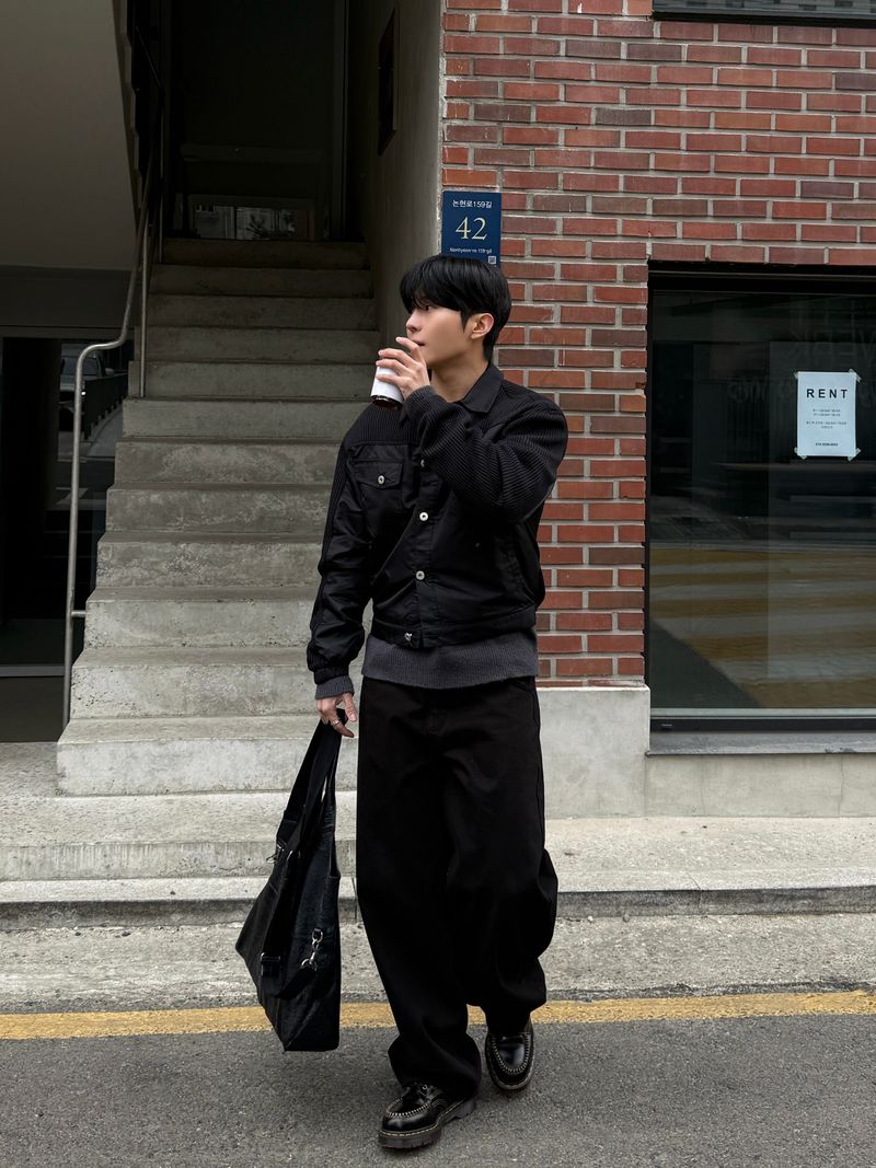 Loin trucker cropped knit jacket