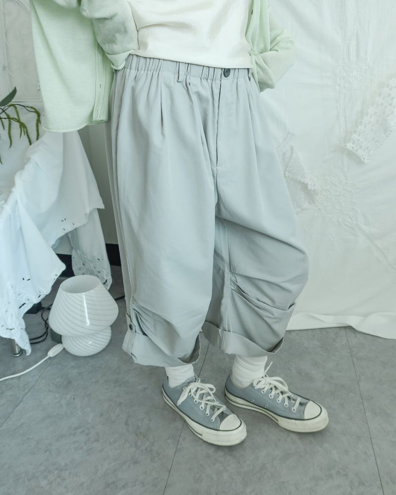 BUBBLE ROLL-UP BERMUDA PANTS