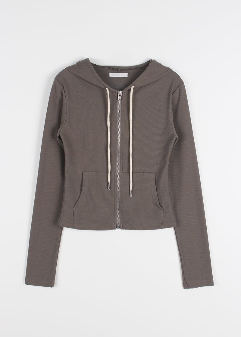 RIB SLIM HOOD ZIP-UP