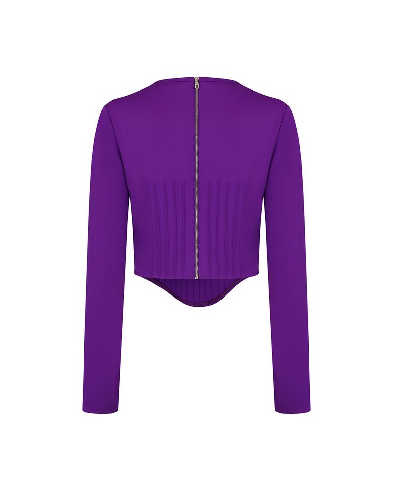 Pintuck Jersey Top _ Purple