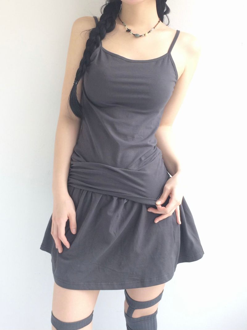 Shirring Flared Dress