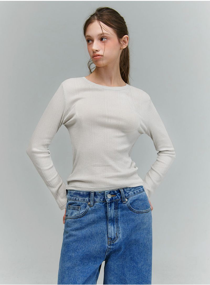 SLIP SHEER WAVE LONGSLEEVE [WHITE]