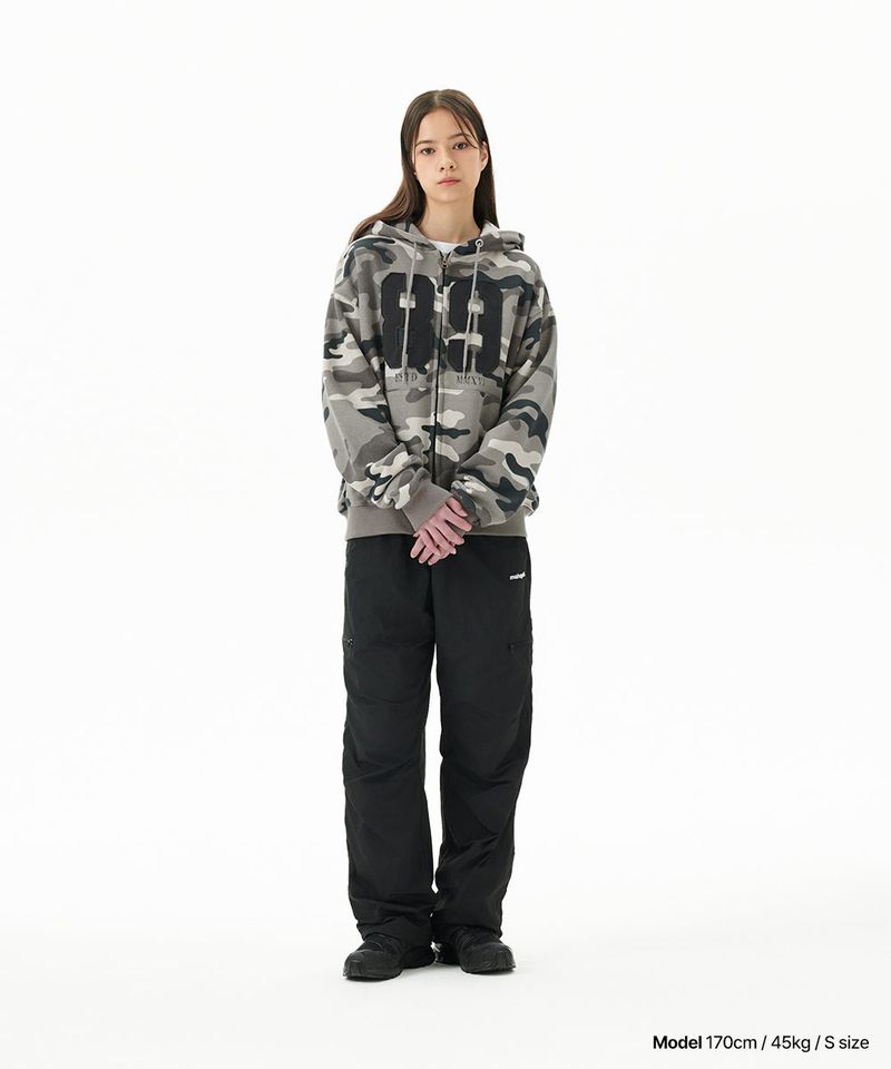 CAMO APPLIQUE ZIP UP HOODIE