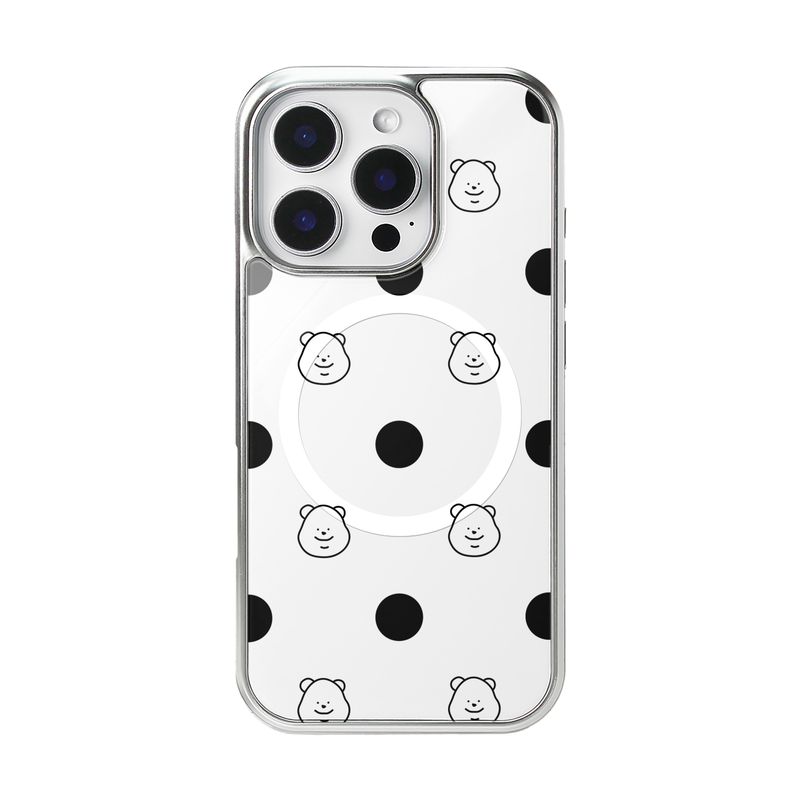 TUTEOGI（トゥトギ）の「TUTEOGI ‘ チュードット’ マグネットリングホワイトケース (シルバーフレーム)（スマホグッズ/小物）」