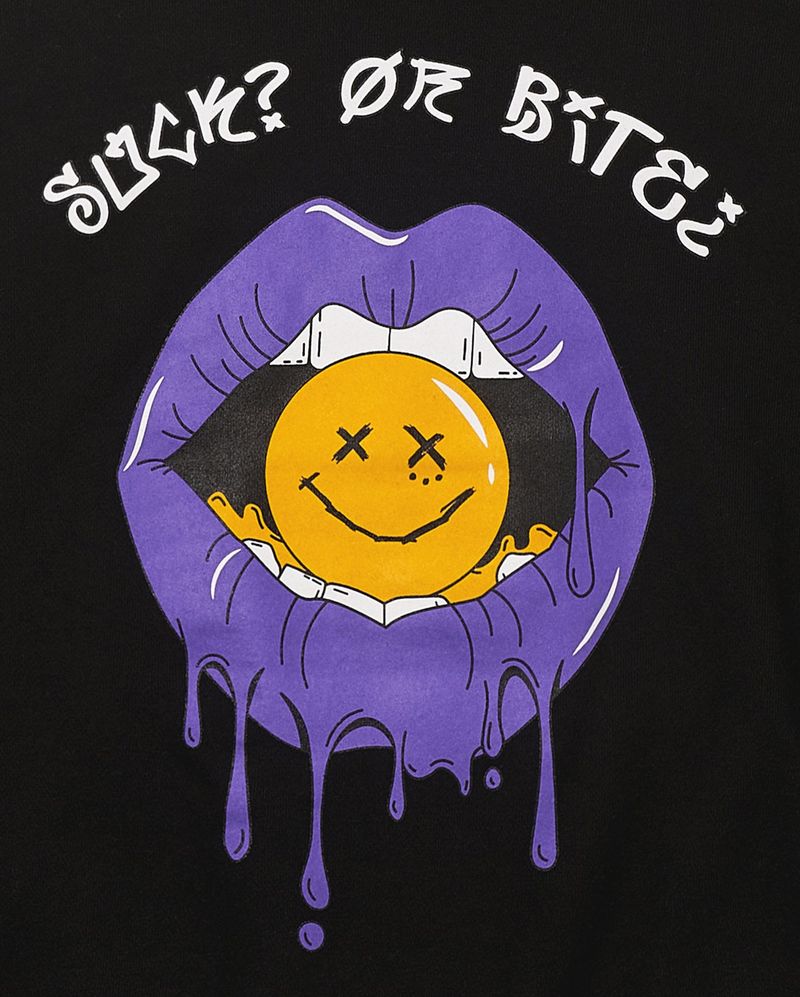 PURPLE LIP HOODIE black