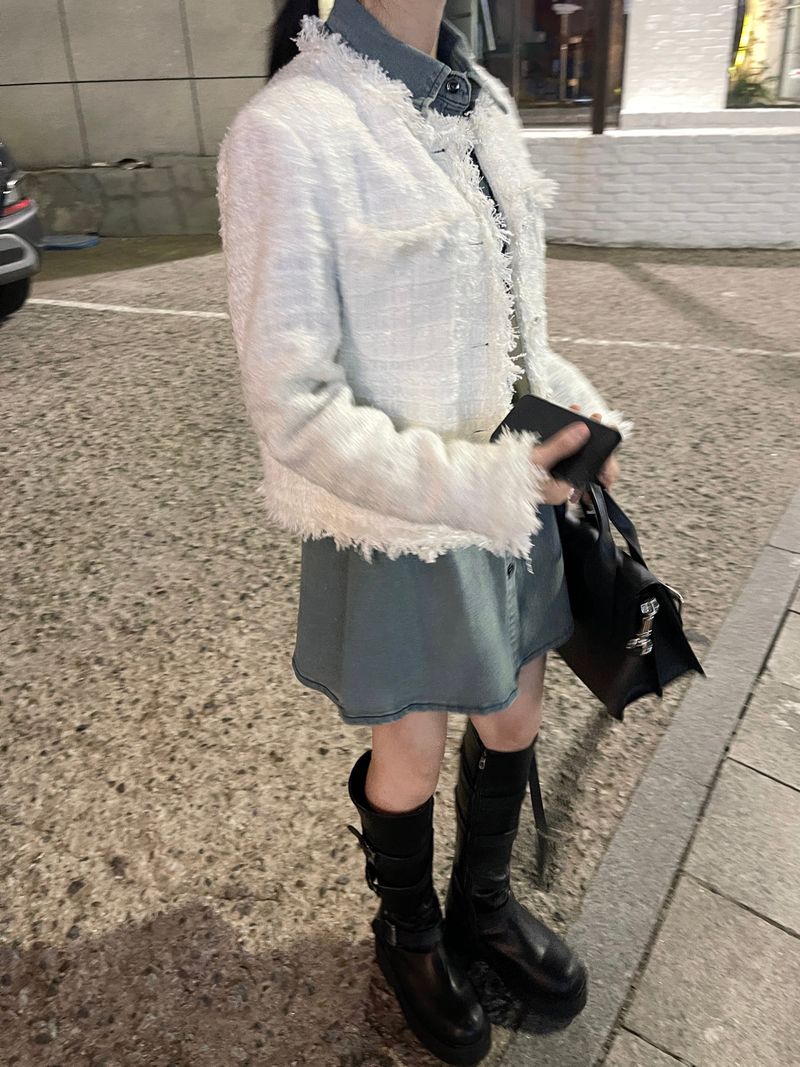 Round pocket tweed jacket