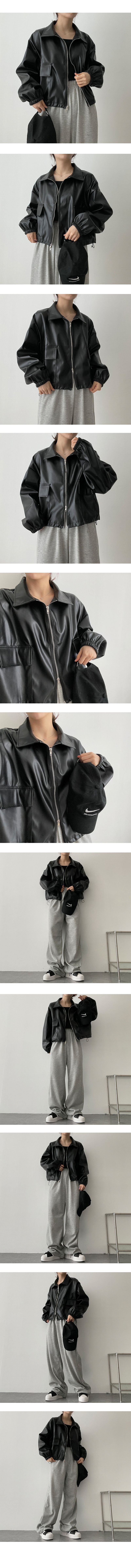 off-string two-way leather jacket