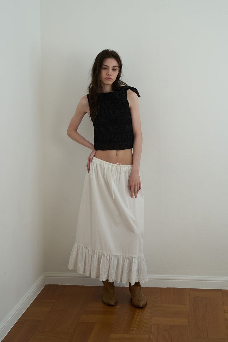 Smoke shirring blouse_black