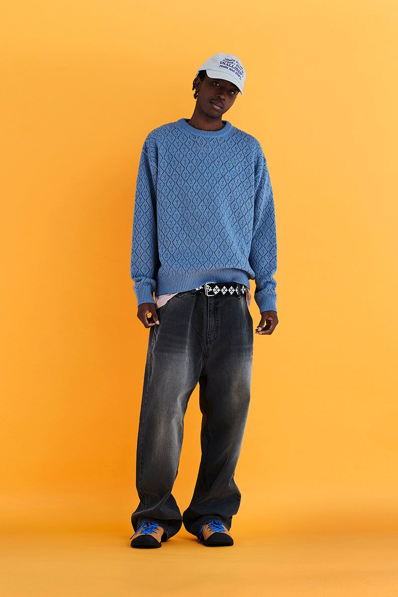ARGYLE KNIT BELT / BLACK