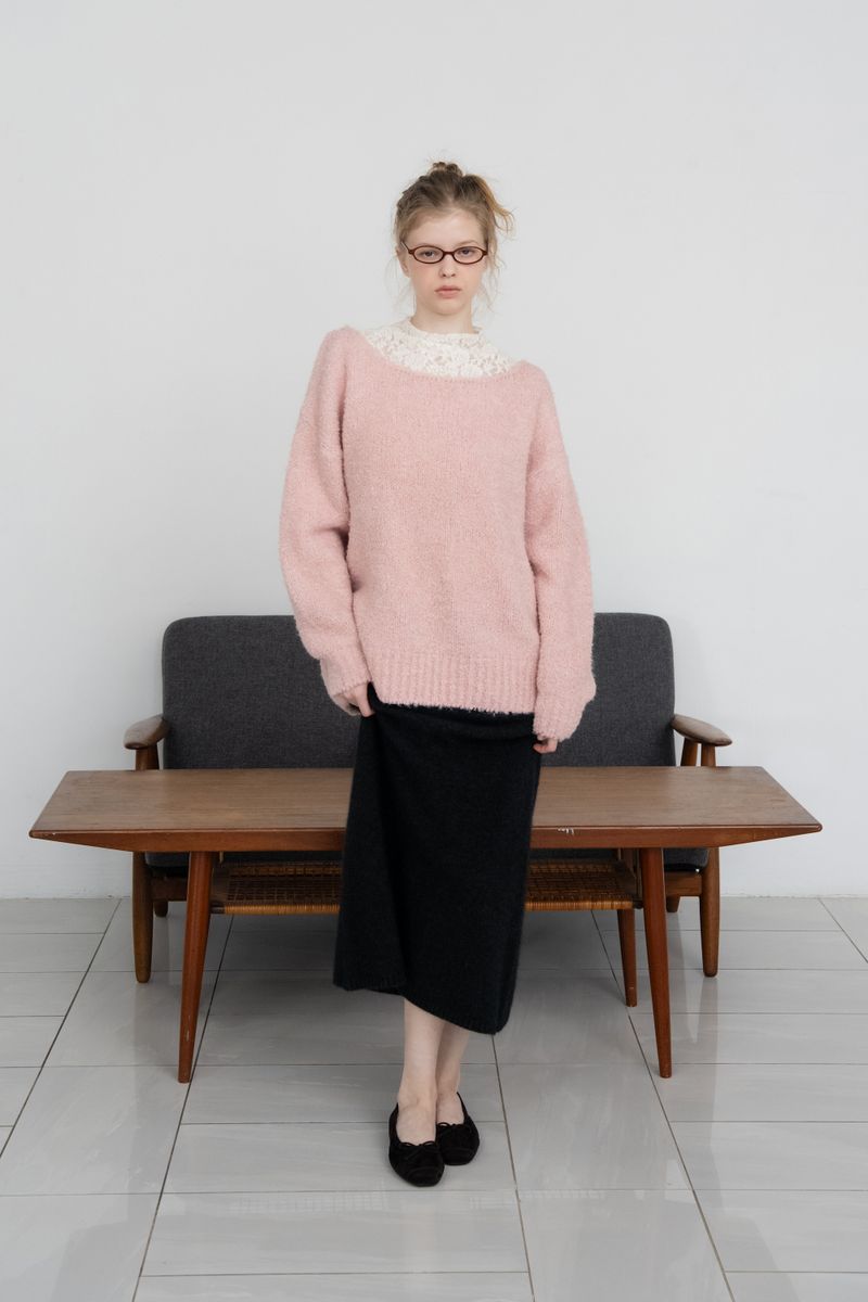 Blush boucle knit_baby pink