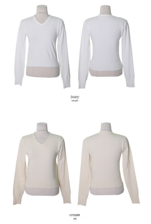 Standard Crop V-neck Knit (12color)