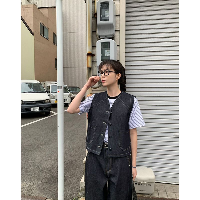 mirinaero(ミリネロ)の「Nico's denim vest(Tops)」