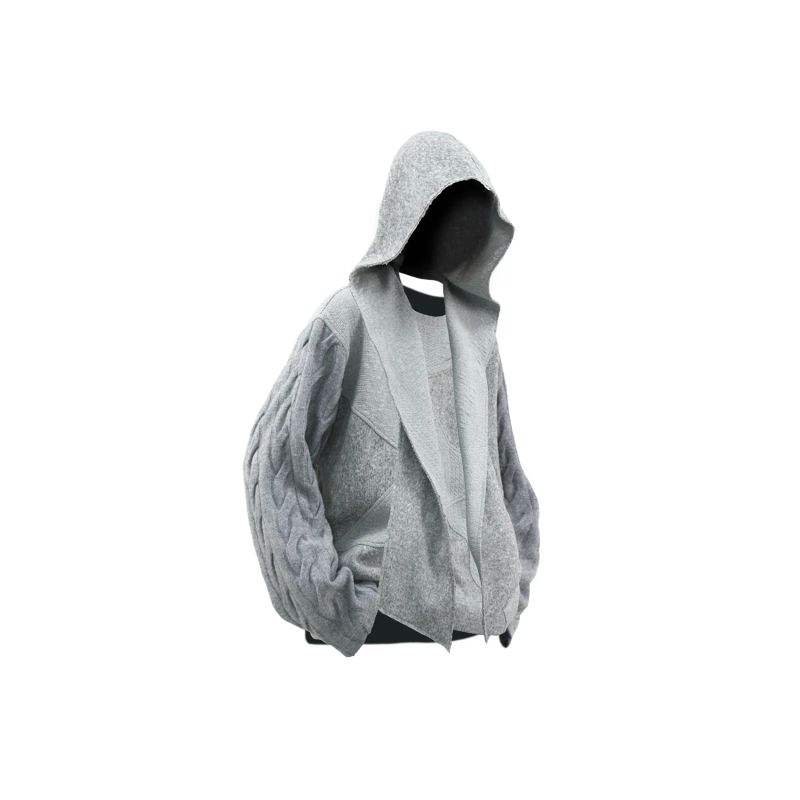 RELABEL(DIGGER seam) wool splicing texture deconstruction segmentation loose warm pullover knitted sweater