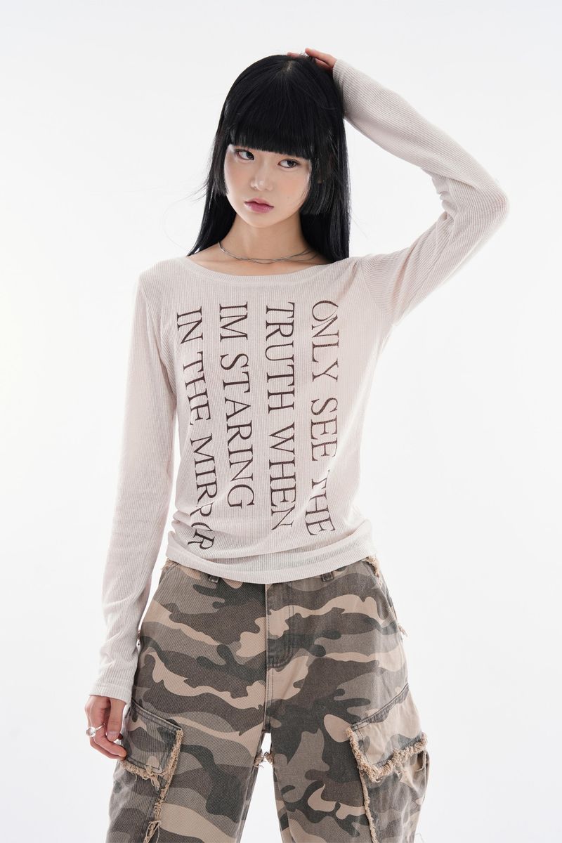 Raucohouse(ラウコハウス)の「True lettering waffle long sleeve(Tops)」