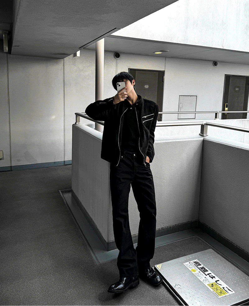 black semi-wide denim
