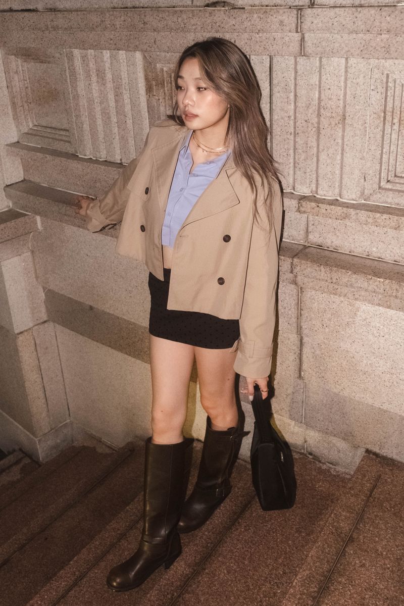 Marron Glacé Trench Coat Cropped