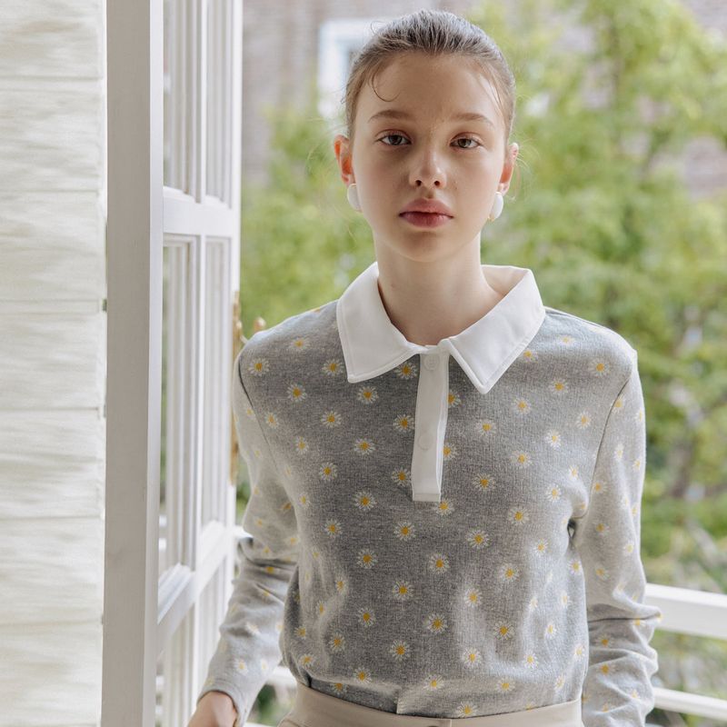 ブルームカラーＴシャツ / BLOOM COLLAR T-SHIRT_GREY
