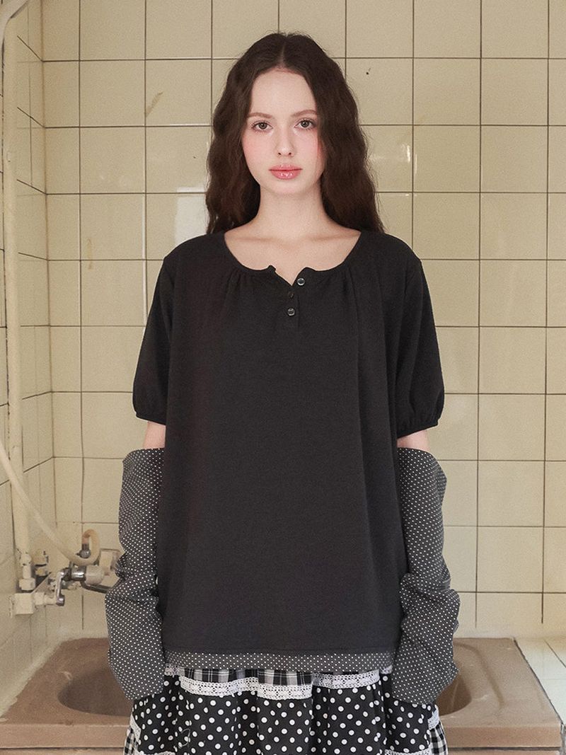 Fazed(フェイズド)の「Back ribbon flare top / charcoal(Tops)」