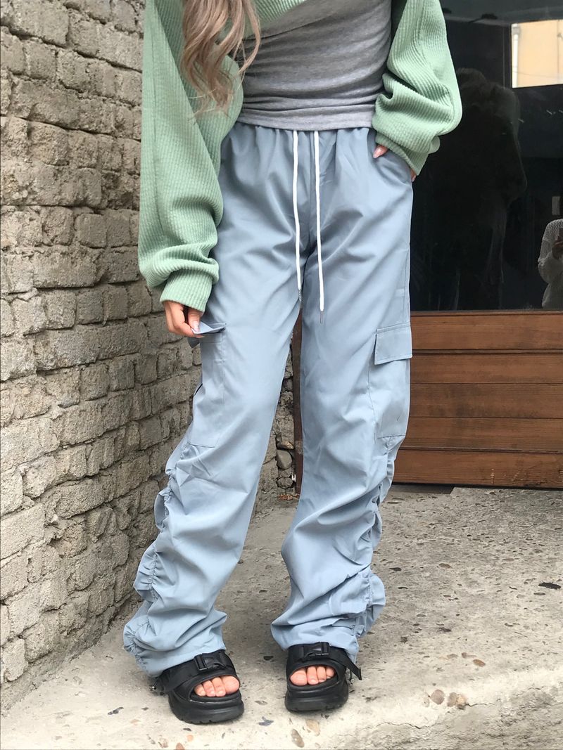 Crescent shirring cargo pants