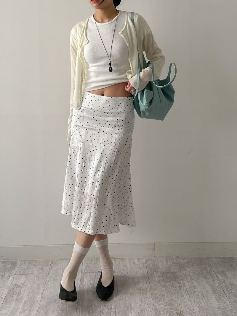 INCHANT ME（インチャントミー）の「Dot Crease Mermaid Midi Skirt（Skirts）」