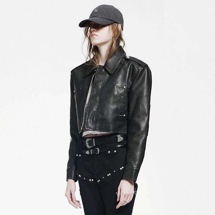 Vintage Leather Short Jacket