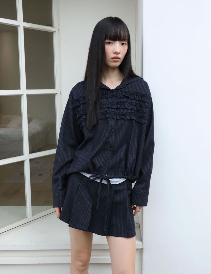 UGLYSHADOW（アグリーシャドウ）の「STRIPE PLEATED PANTS(NAVY)（Pants）」