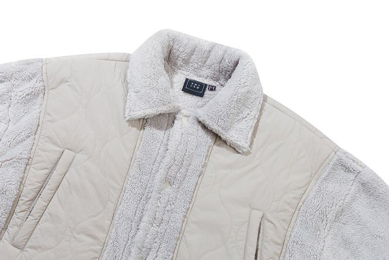 SHOULDER QUILTING JACKET_LIGHT GREY