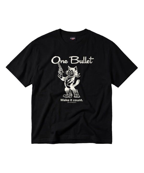 QT8 GARMENTS（キューティーエイトガーメント）の「LB One Bullet Washed Tee (Black)（Tops）」