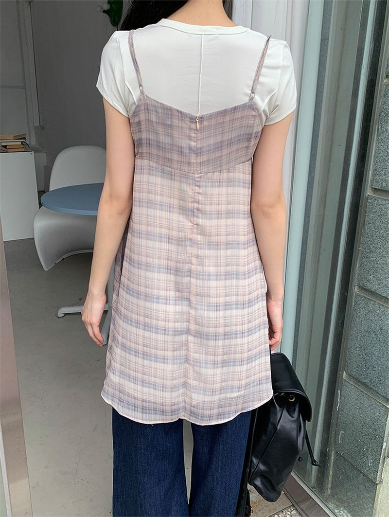 MAUVE CHECK MINI DRESS (3C)