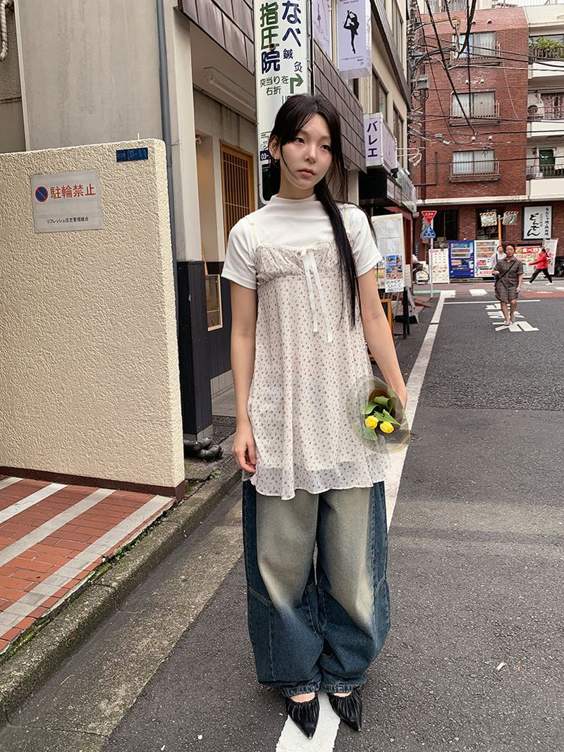RIBBED HALF NECK TEE (4C)