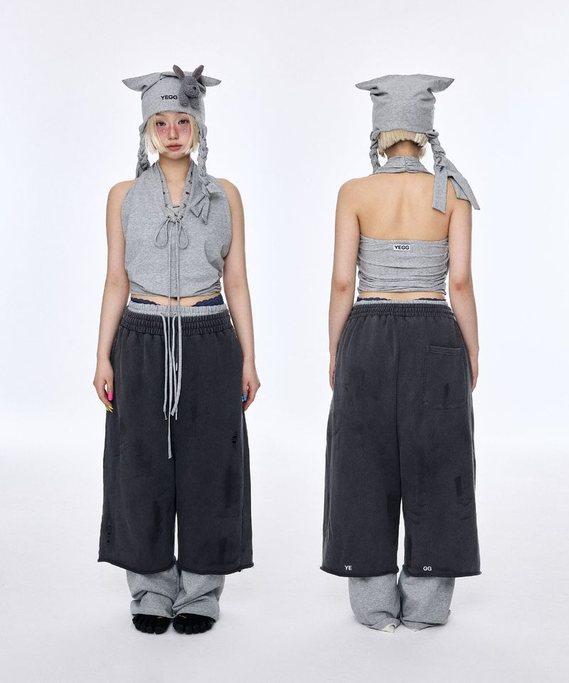 Eyelet Sleeveless Gray