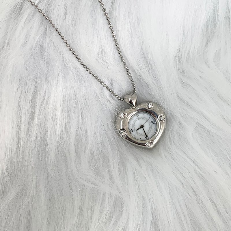 Twinkle Heart Clock Long Necklace