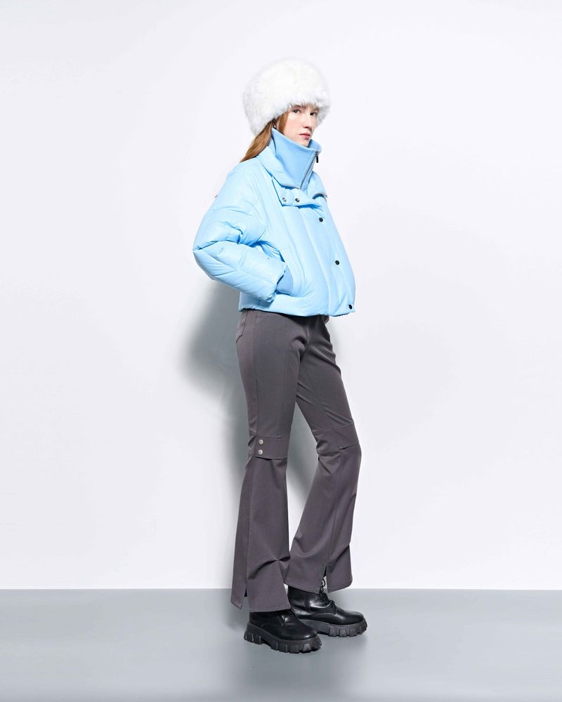 Rib Neck Goose Down Jacket _ Sky Blue
