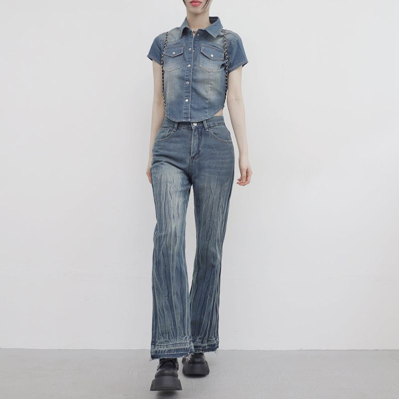 Pias denim cropped shirt