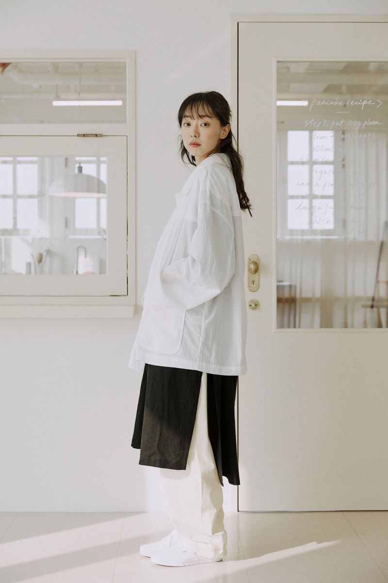 unisex side balloon pants cream