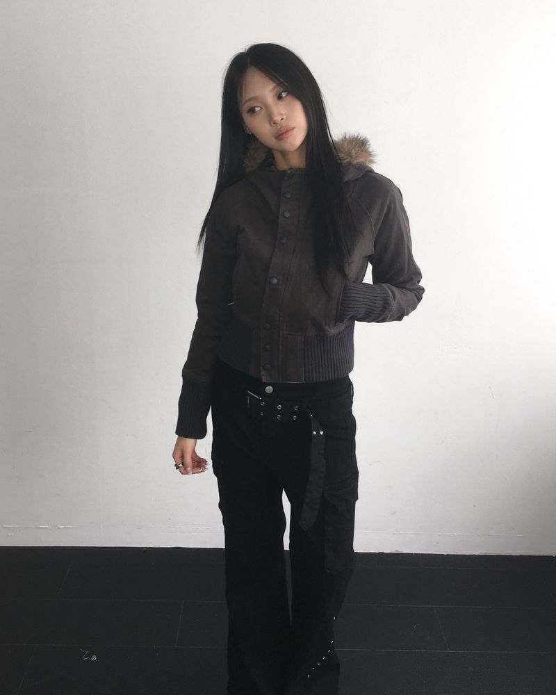 Vintage hood crop jacket