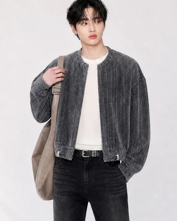 KIXI（キッシー）の「(UNISEX)ベロア クロップ カーディガン（トップス）」