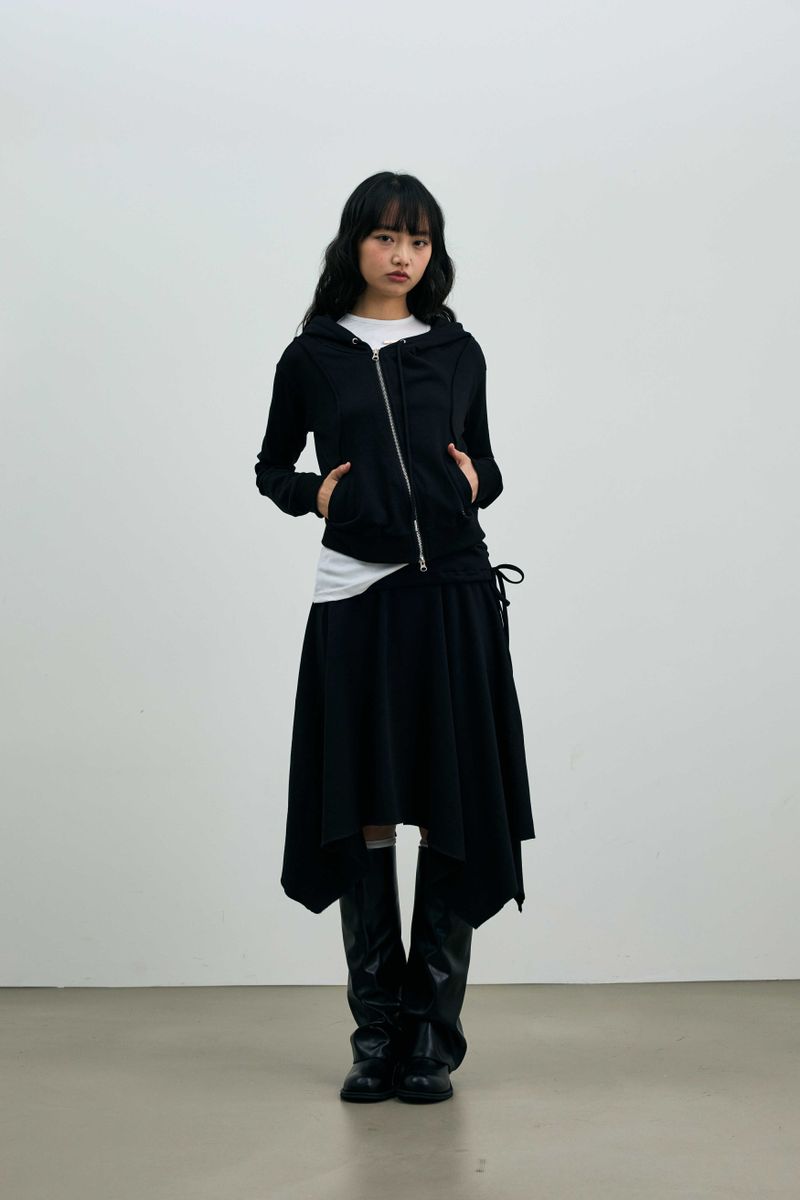  SILENT MIRAGE CROP HOOD ZIP-UP / BLACK