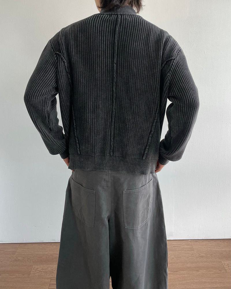 Curve Pigment Knit Zip-Up