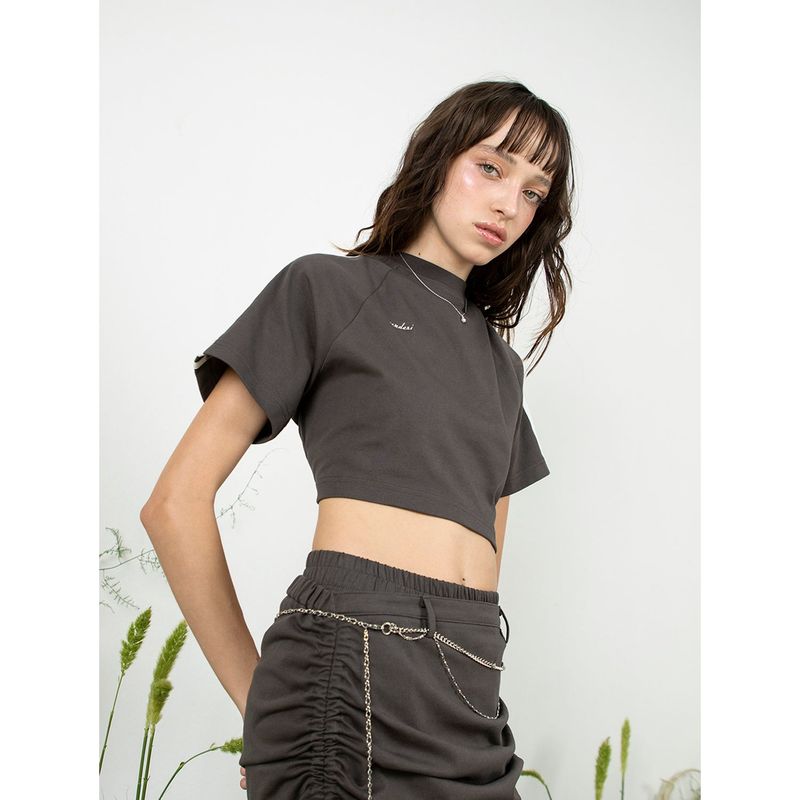 BACK LACE-UP TRACK TOP - CHARCOAL