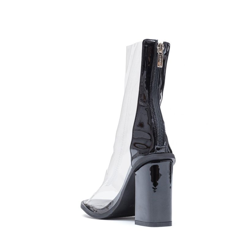 PVC Open Toe Block Heel(Black)