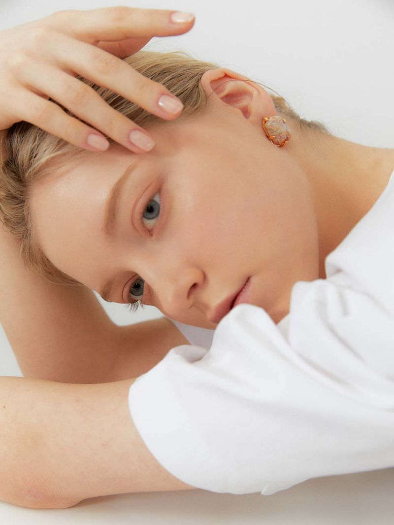 Daily Artistic Gold earring_S(Cream)