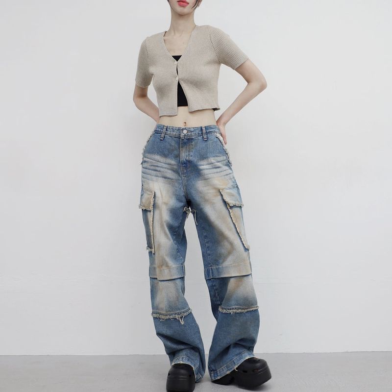 (Unisex) Bison Cargo Wide Denim