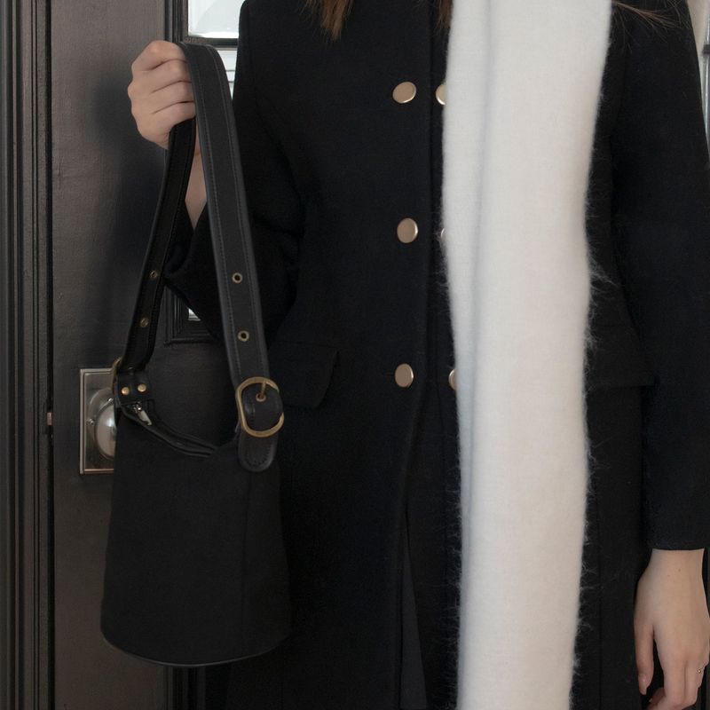 vintage belt suede bag_black